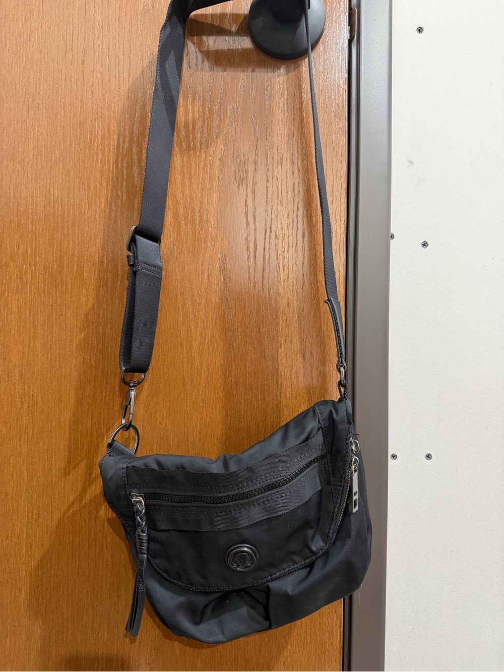 lululemon athletica Black Crossbody Bag with Silver Hardware